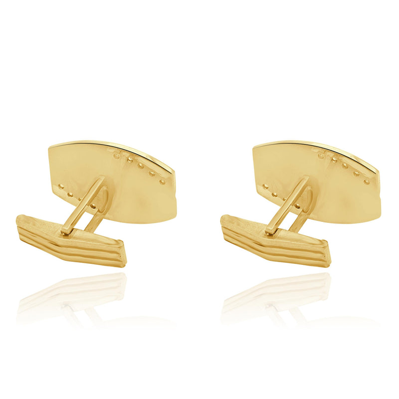 14 Karat Yellow Gold Vintage Onyx and Diamond Cufflinks