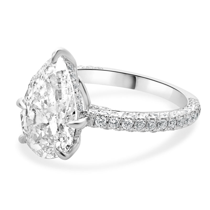 18 Karat White Gold Pear Diamond Engagement Ring
