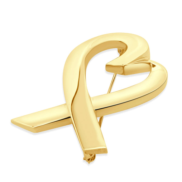 Tiffany & Co. Paloma Picasso 18 Karat Yellow Gold Open Heart Pin
