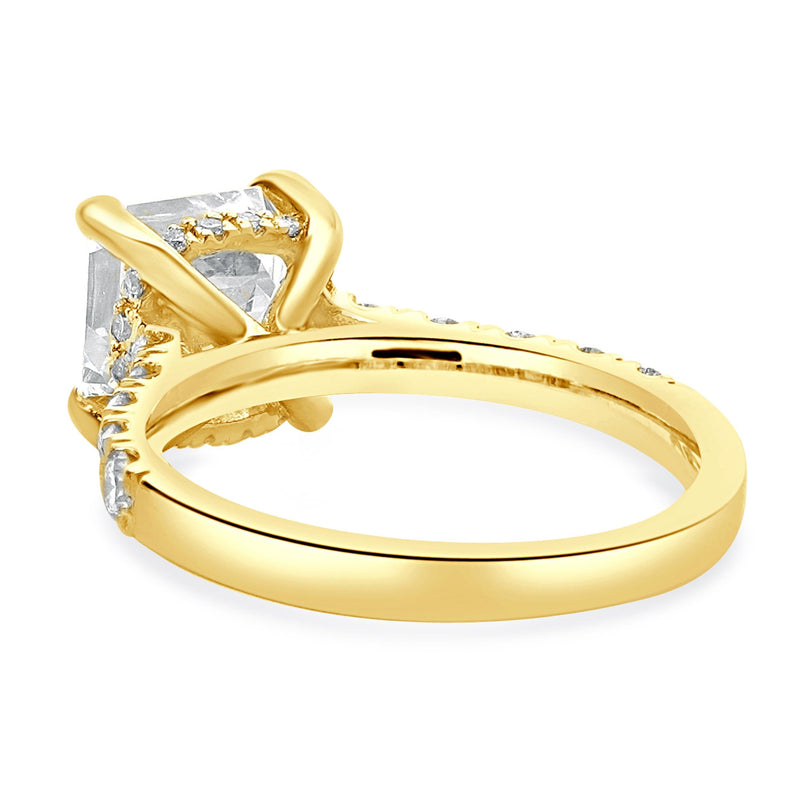 14 Karat Yellow Gold Asscher Cut Diamond Engagement Ring