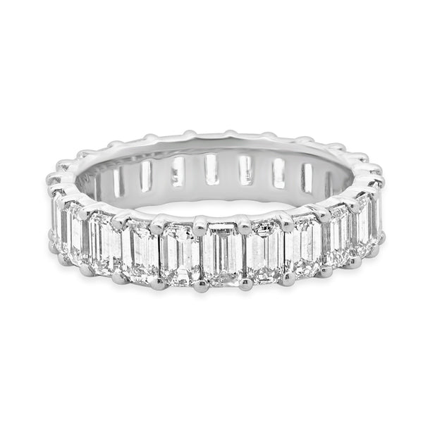 18 Karat White Gold Emerald Cut Diamond Eternity Band