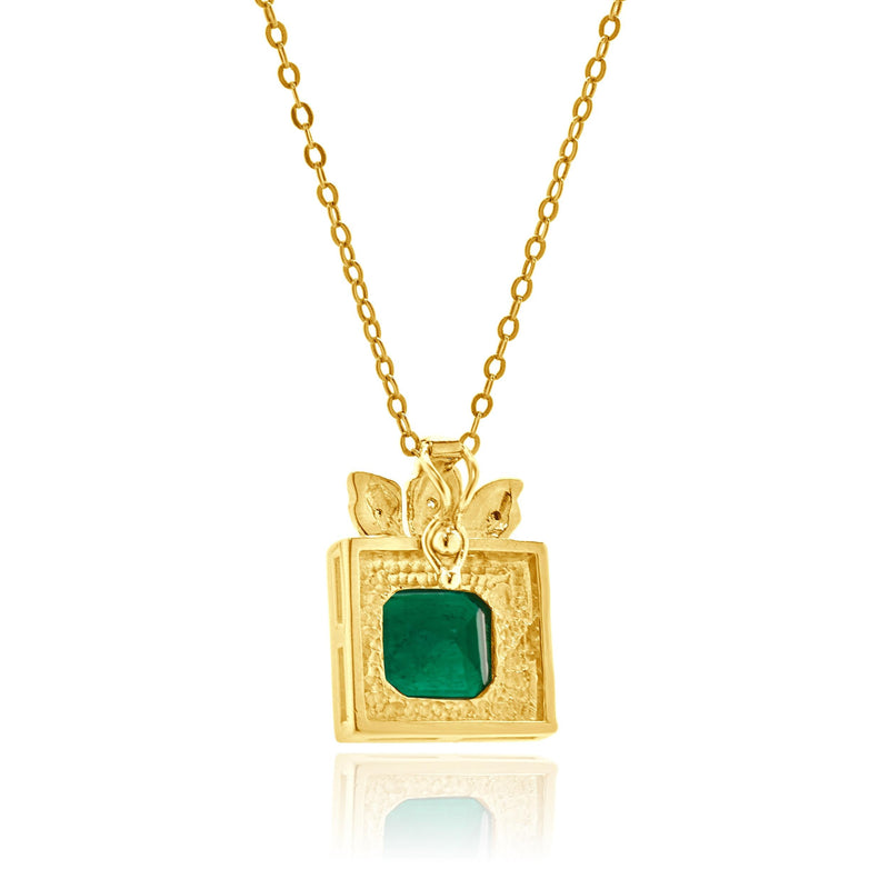 18 Karat Yellow Gold Emerald and Diamond Enhancer Necklace
