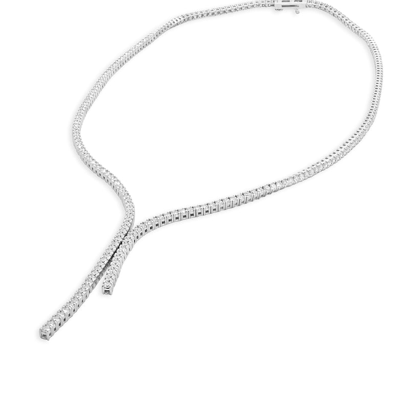 14 Karat White Gold Lariat Style Diamond Necklace