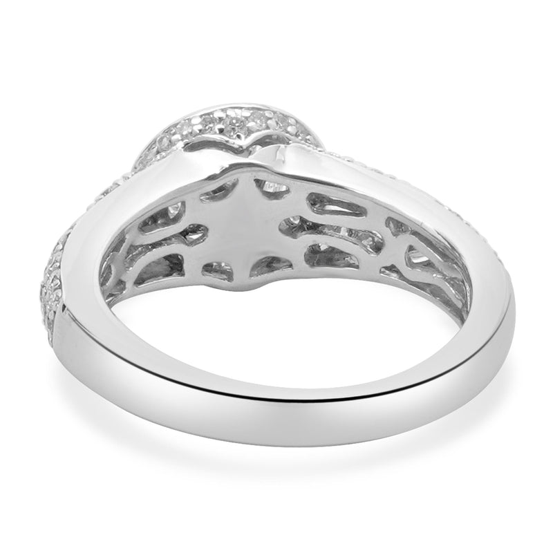14 Karat White Gold Milgrain Round Diamond Engagement Ring