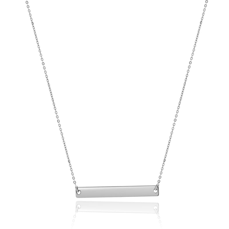 14 Karat White Gold Horizontal Bar Necklace