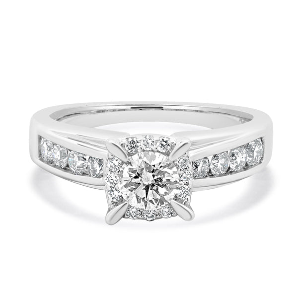 14 Karat White Gold Round Diamond Engagement Ring