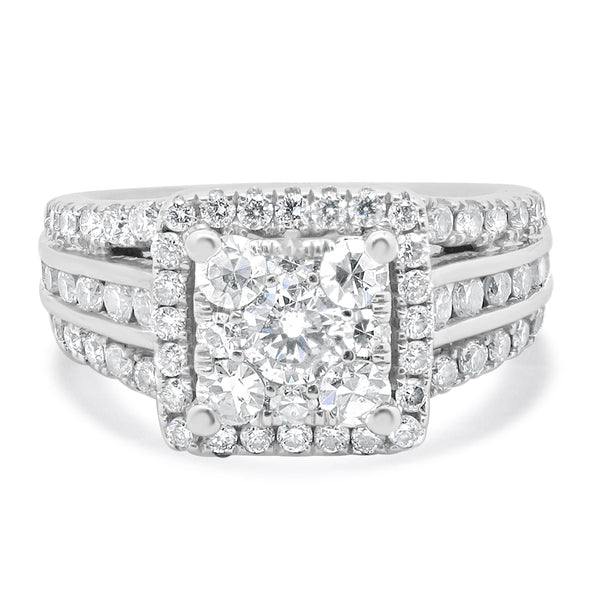 14 Karat White Gold Diamond Cluster Engagement Ring