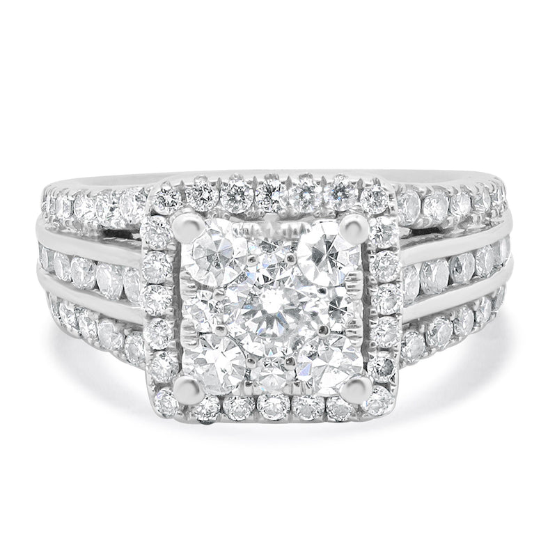 14 Karat White Gold Diamond Cluster Engagement Ring
