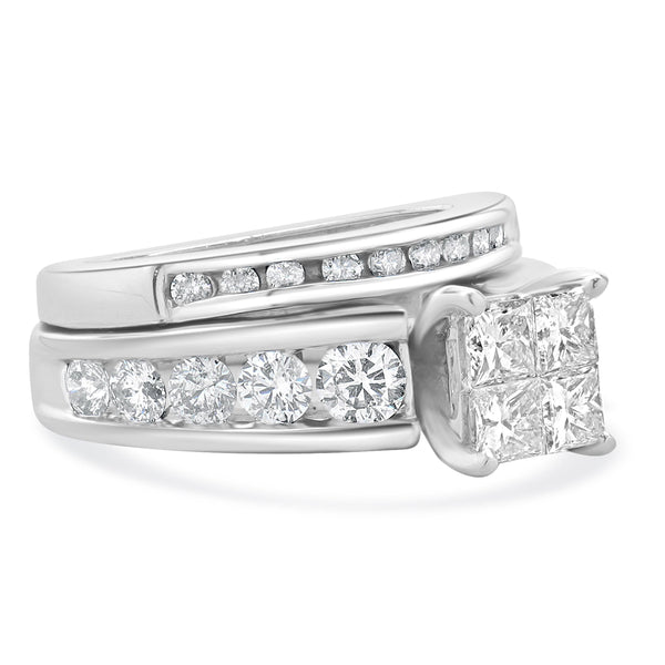 14 Karat White Gold Quad Set Diamond Engagement Ring