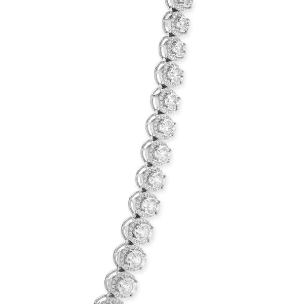 14k White Gold Illusion Diamond Graduated Tennis Necklace