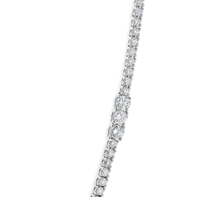 14 Karat White Gold Diamond Station Tennis Necklace