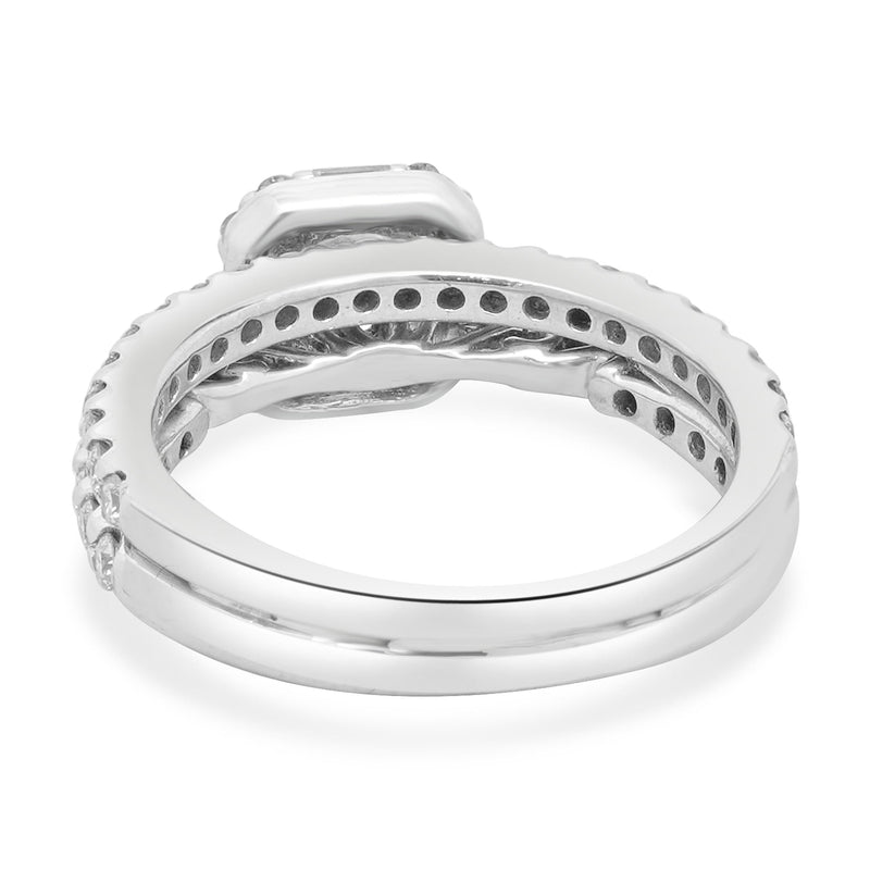 14 Karat White Gold Round Diamond Halo Engagement Ring