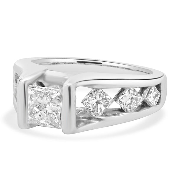 14 Karat White Gold Princess Cut Diamond Engagement Ring