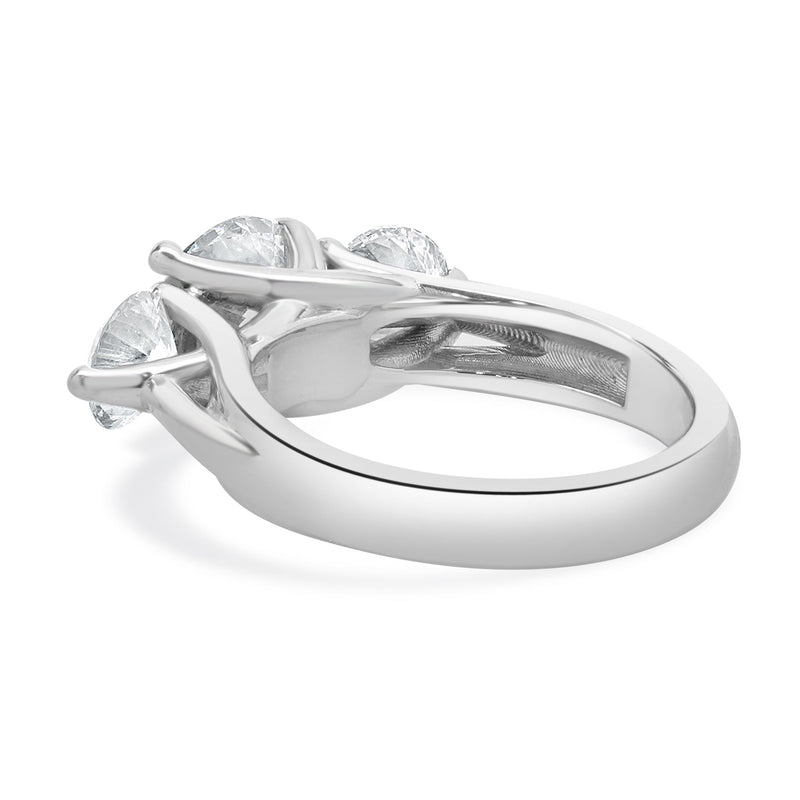 18 Karat White Gold Round Brilliant Cut Three Diamond Engagement Ring