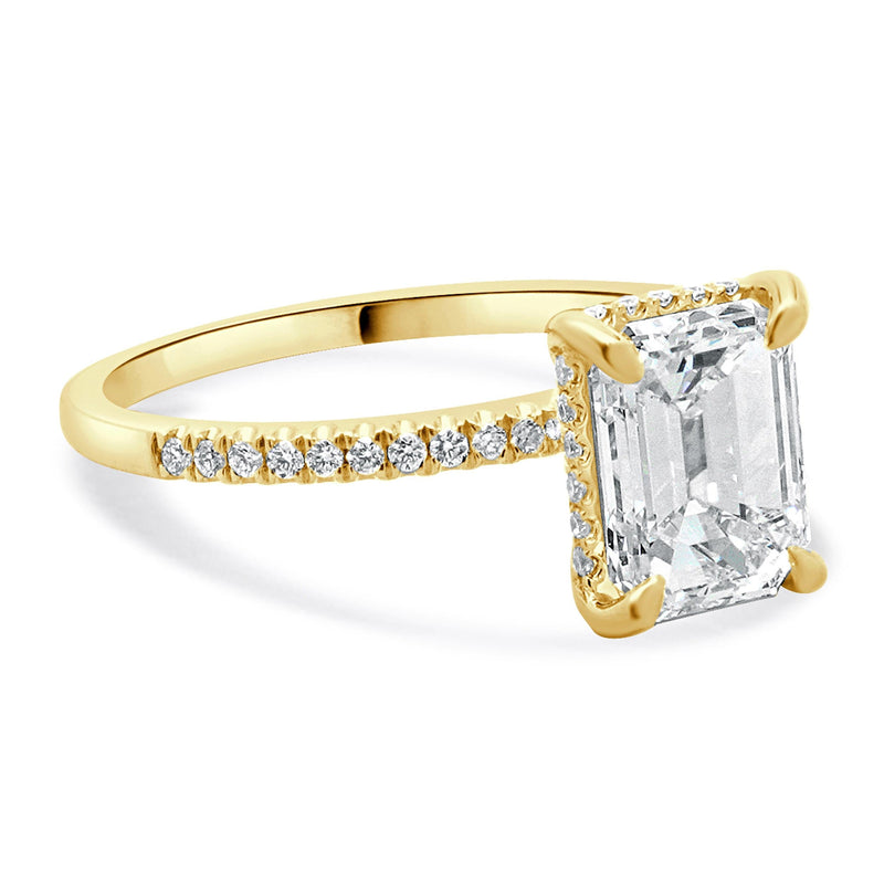 14 Karat Yellow Gold Emerald Cut Diamond Engagement Ring