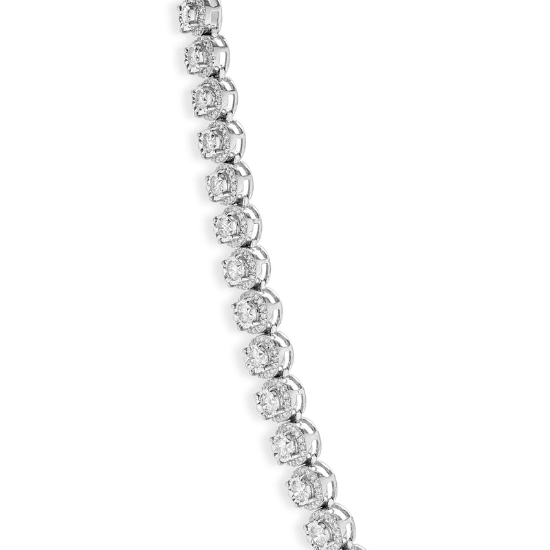 14k White Gold Illusion Diamond Graduated Tennis Necklace