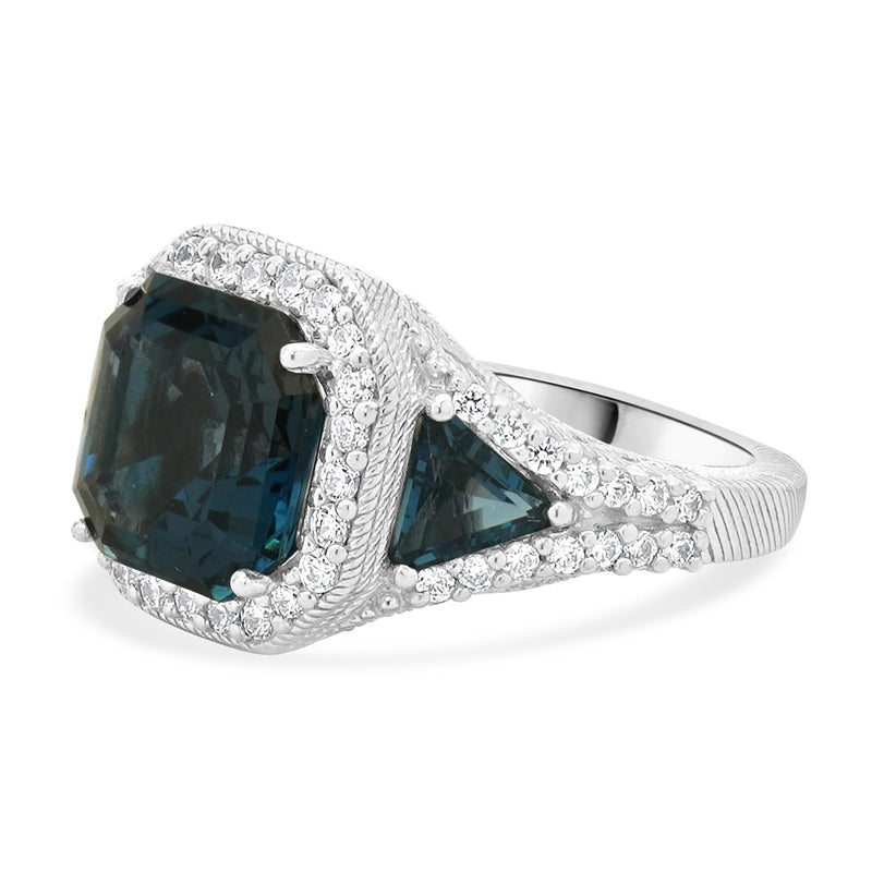 Judith Ripka Sterling Silver London Blue Topaz and CZ Ring