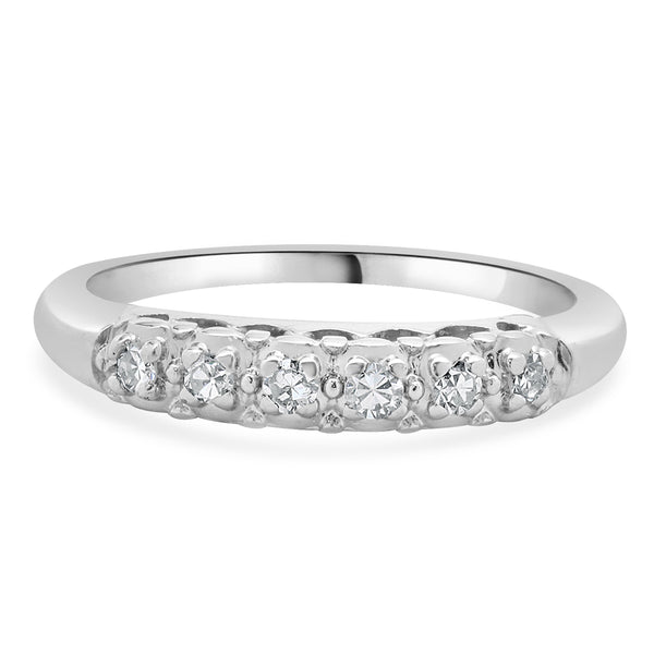 14 Karat White Gold Vintage Single Cut Diamond Band