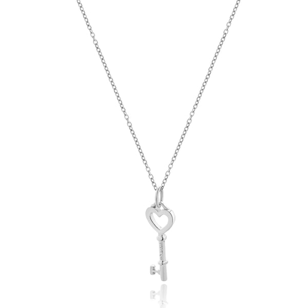 Tiffany & Co. Sterling Silver Open Heart Key Necklace