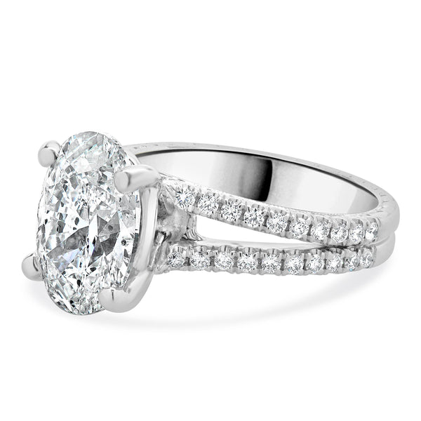 18 Karat White Gold Oval Cut Diamond Engagement Ring