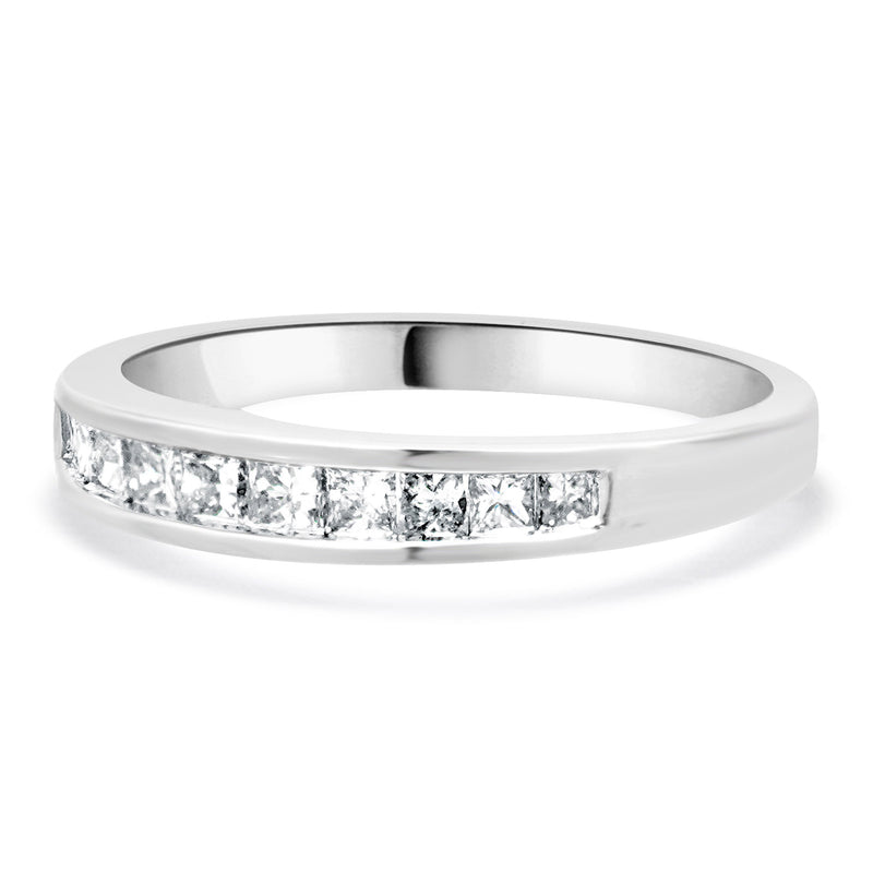 14 Karat White Princess Cut Channel Set Diamond Band