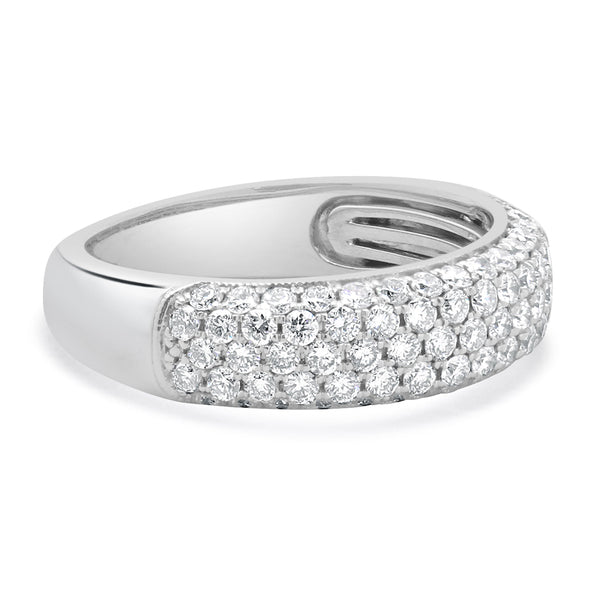 14 Karat White Gold Five Row Pave Diamond Band