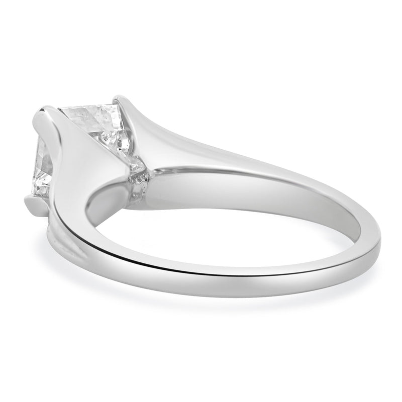 18 Karat White Gold Asscher Cut Diamond Engagement Ring