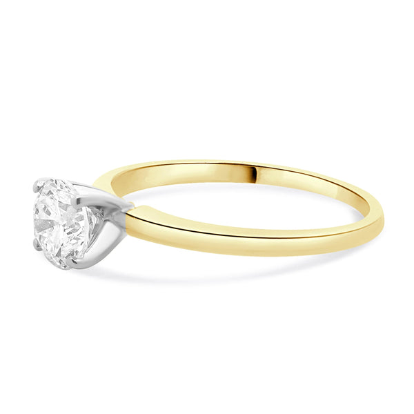 14 Karat Yellow Gold Round Diamond Solitaire Engagement Ring