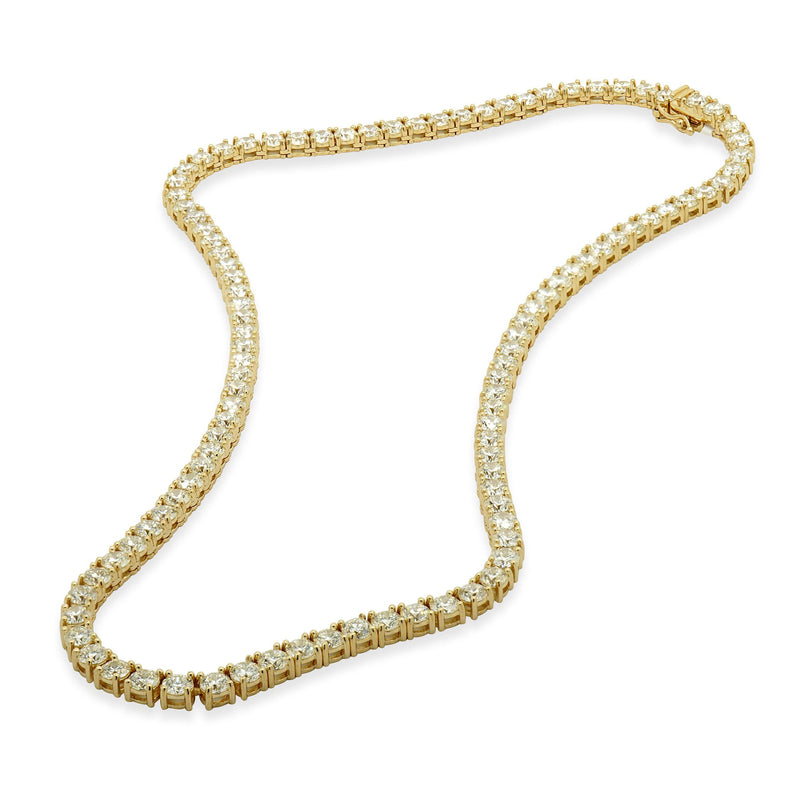 14 Karat Yellow Gold Diamond Inline Tennis Necklace