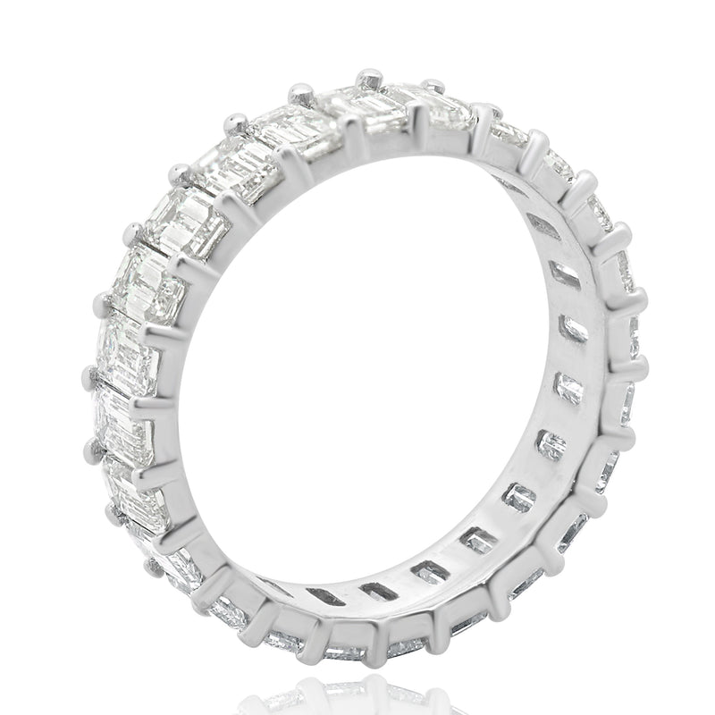 18 Karat White Gold Emerald Cut Diamond Eternity Band