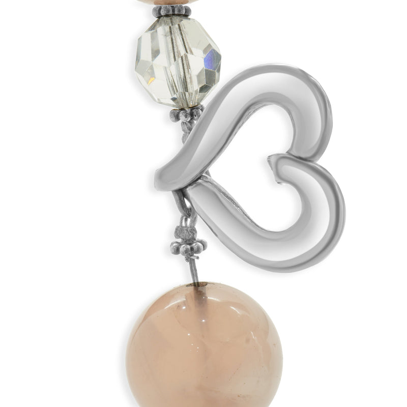 Sterling Silver Double Strand Rose Quartz Necklace