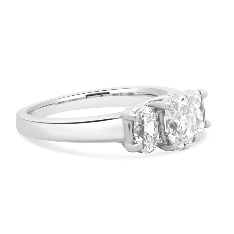 Platinum Three Oval Diamond Band