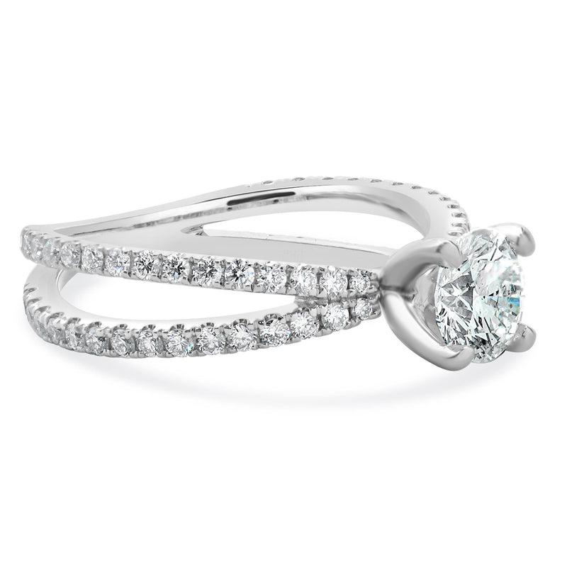 14 Karat White Gold Round Brilliant Cut Diamond Engagement Ring