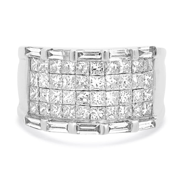 14 Karat White Gold Invisible Set Diamond Cigar Band