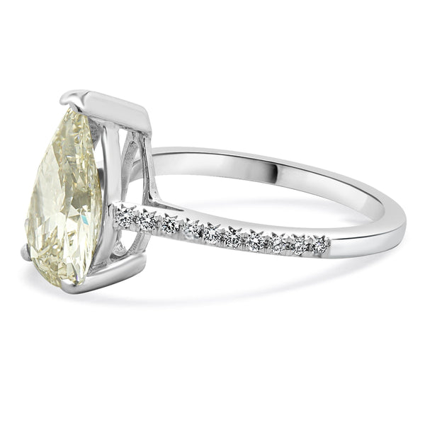 18 Karat White Gold Pear Diamond Engagement Ring