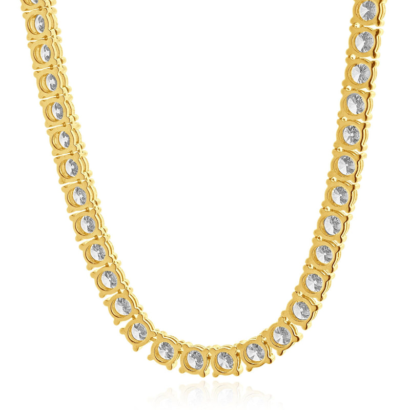 14 Karat Yellow Gold Diamond Inline Tennis Necklace