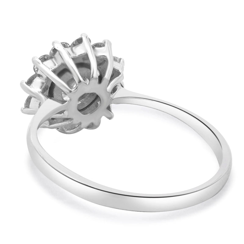 14 Karat White Gold Round Diamond Engagement Ring With Halo