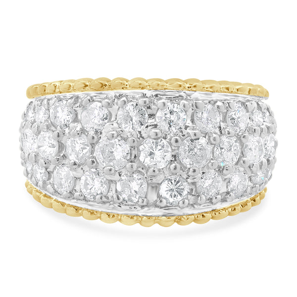 14 Karat Yellow Gold Pave Diamond Scalloped Cigar Band