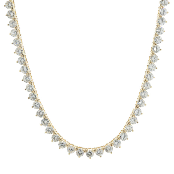 18 Karat Yellow Gold Diamond Tennis Necklace