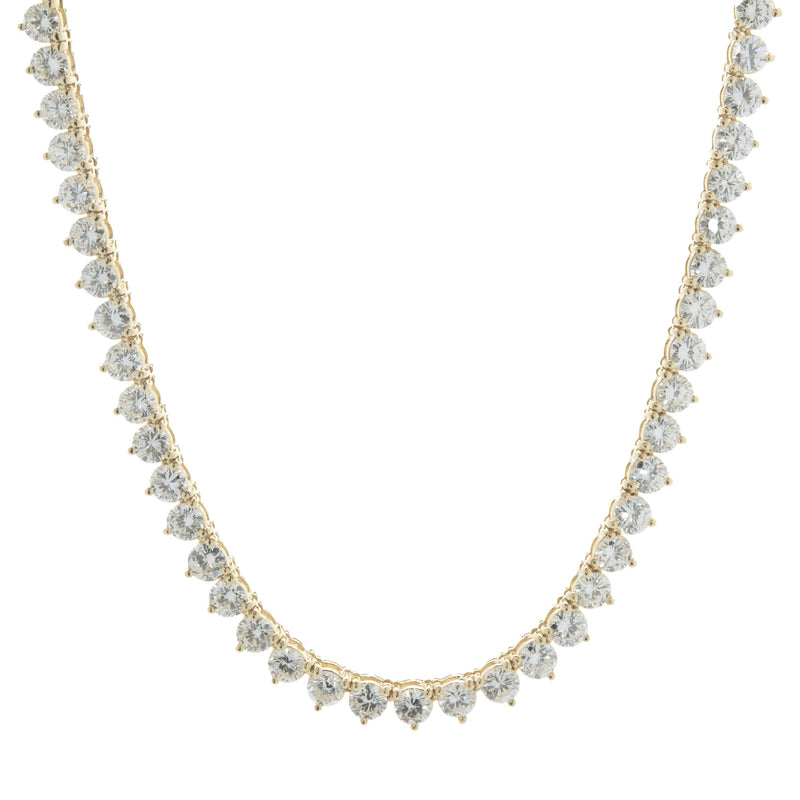 18 Karat Yellow Gold Diamond Tennis Necklace
