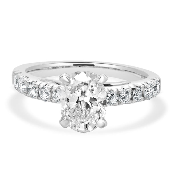 14 Karat White Gold Oval Cut Diamond Engagement Ring