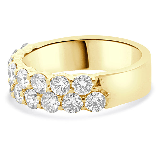14 Karat Yellow Gold 2 Row Diamond Band