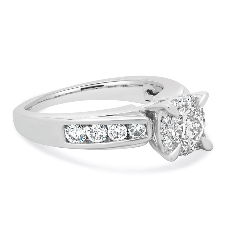 14 Karat White Gold Round Diamond Engagement Ring
