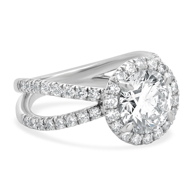 Platinum Round Diamond Engagement Ring With Halo