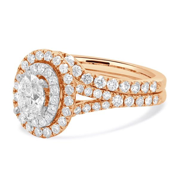 Neil Lane 14 Karat Rose Gold Oval Cut Diamond Engagement Ring