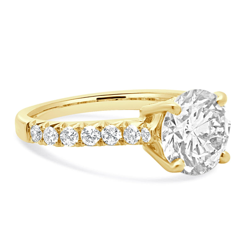 14 Karat Yellow Gold Round Brilliant Cut Diamond Engagement Ring