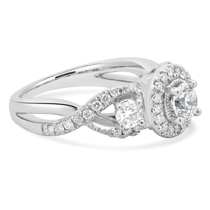 14 Karat White Gold Round Diamond Engagement Ring