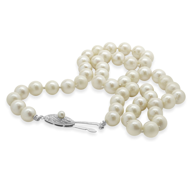 Cream 7MM Pearl Necklace with Sterling Silver Clasp
