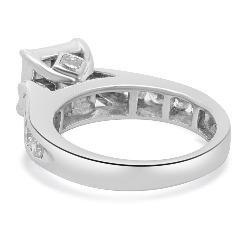 14 Karat White Gold Princess Cut Cluster Diamond Engagement Ring