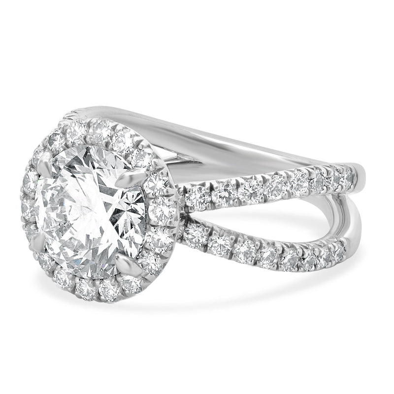 Platinum Round Diamond Engagement Ring With Halo